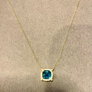 David Yurman Blue Topaz and Pave-Set Diamond Necklace